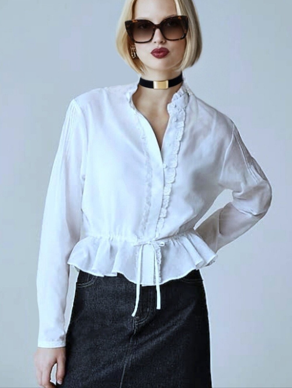 J. Crew Lace Trim Pleated Blouse Shirt Sz.S